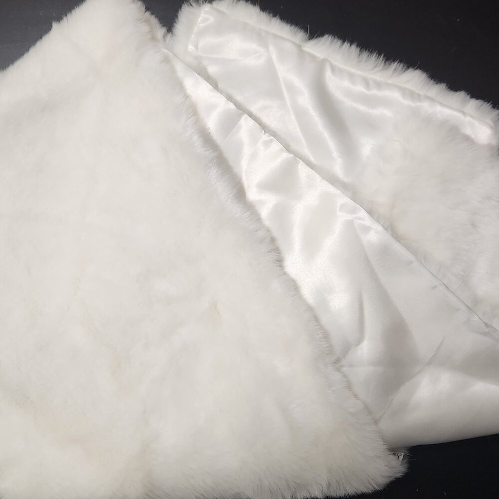 White Faux Fur Shawl with Satin liner